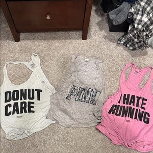 ✨ Victoria’s Secret PINK Racerback Tank Bundle (3) – Graphic Tanks ✨